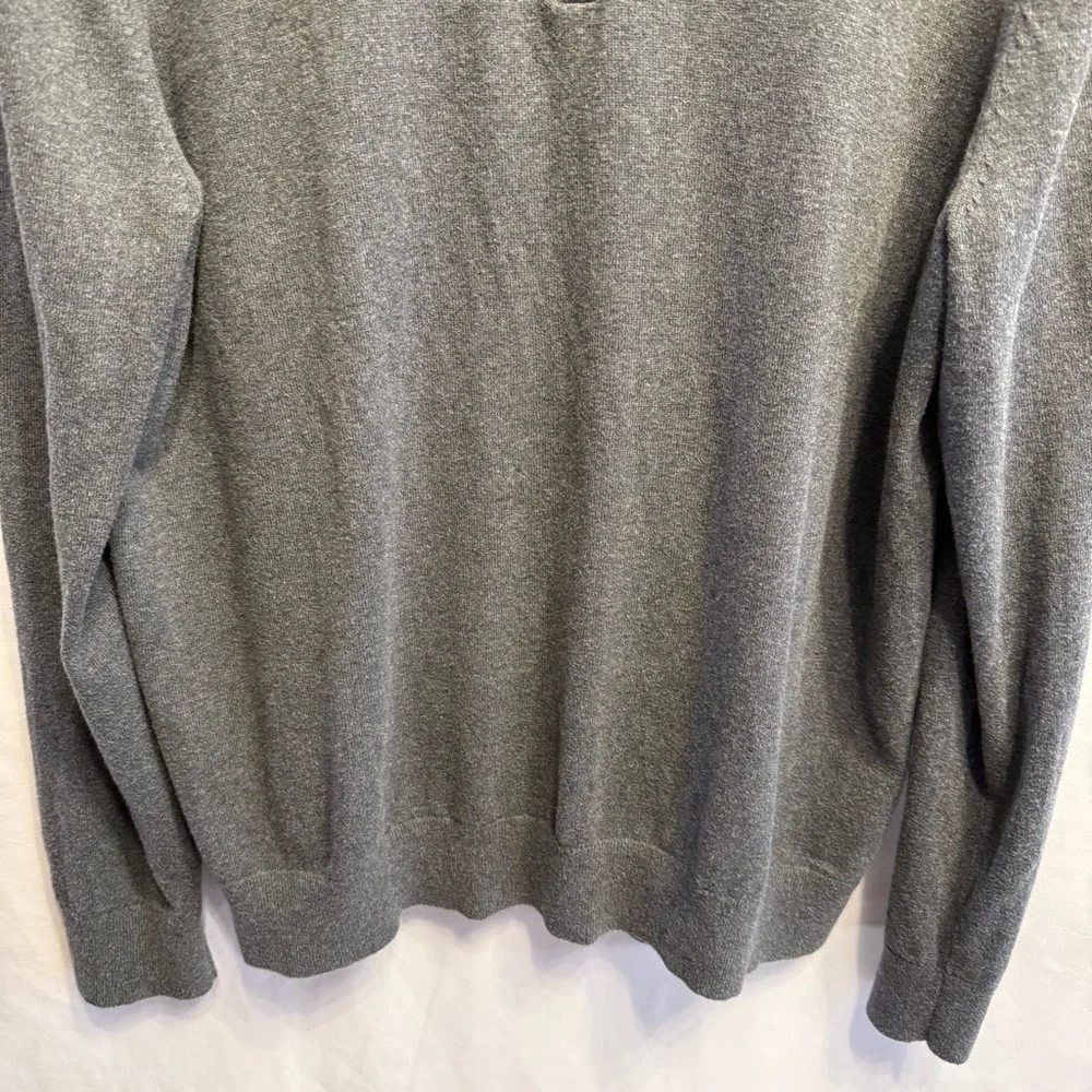 Banana Republic Luxe Cotton‎ Blend XL 1/4 Zip Sweater Charcoal Gray Lagenlook